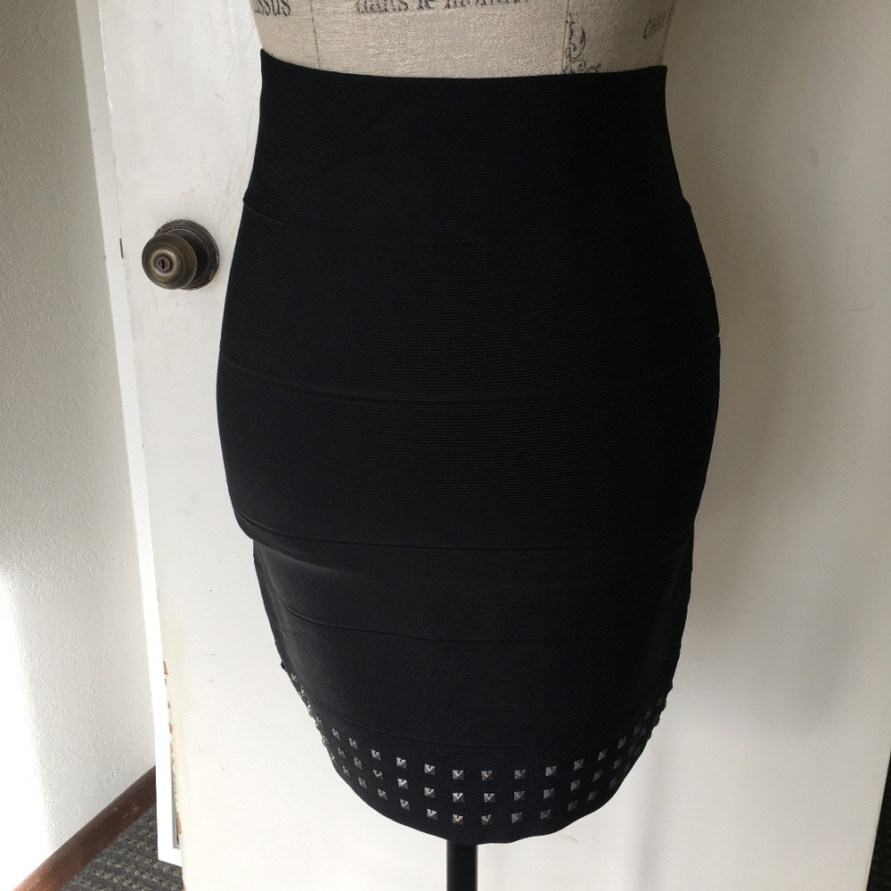 BCBG High Waisted Studded Black Skirt
